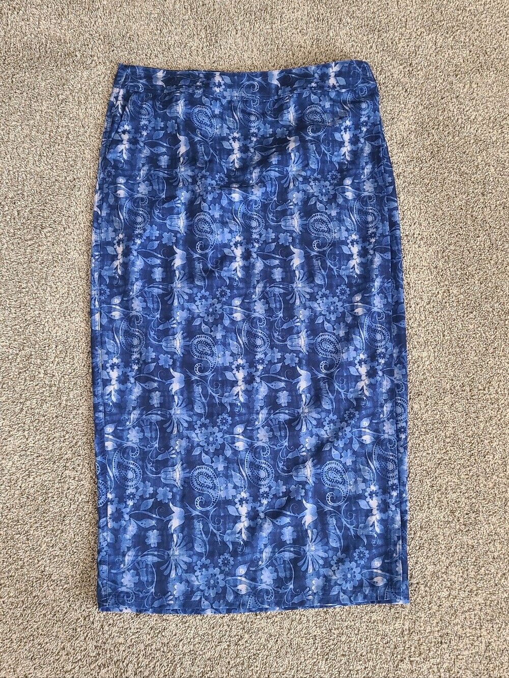 Ripskirt Blue Floral Pasley Wrap Active Midi Skirt Size L